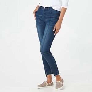 Lisa Rinna Collection Indigo Skinny Slit Front Hem Ankle Jean - Size: 8 - NEW